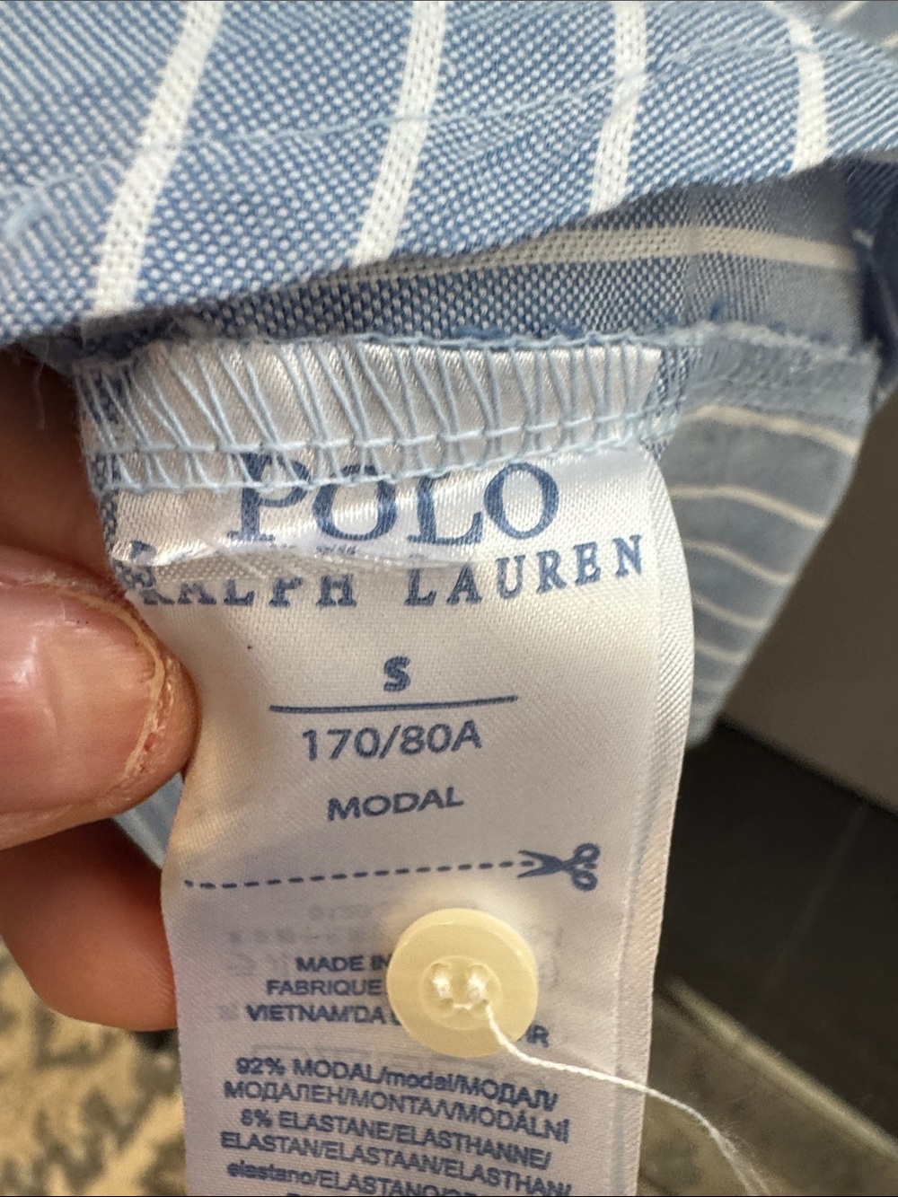 Ralph Lauren Light Blue & White Striped Button-Front Shirt Dress with Red Pony - Picture 4 of 5